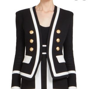 Balmain alike black and white tweed jacket with buttons. Work/ formal blazer